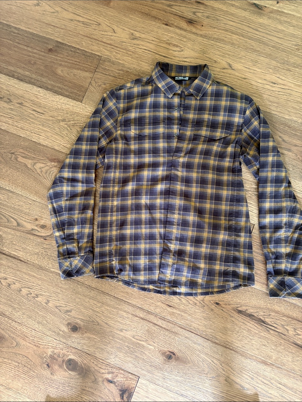 Arc'teryx Men's Plaid Button-Down Shirt in Navy and Mustard